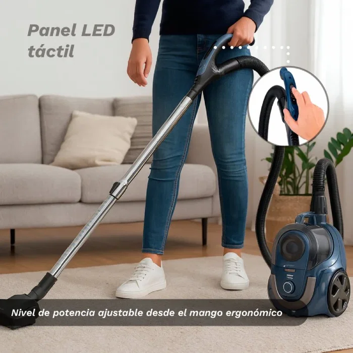Grunkel NOVAVAC - Aspiradora Trineo Sin Bolsa, Tecnología Ciclónica, 700W, 19 KPa, Control en Mango, Filtro HEPA Lavable, Vaciado 1 Toque, Incluye Tubo Telescópico